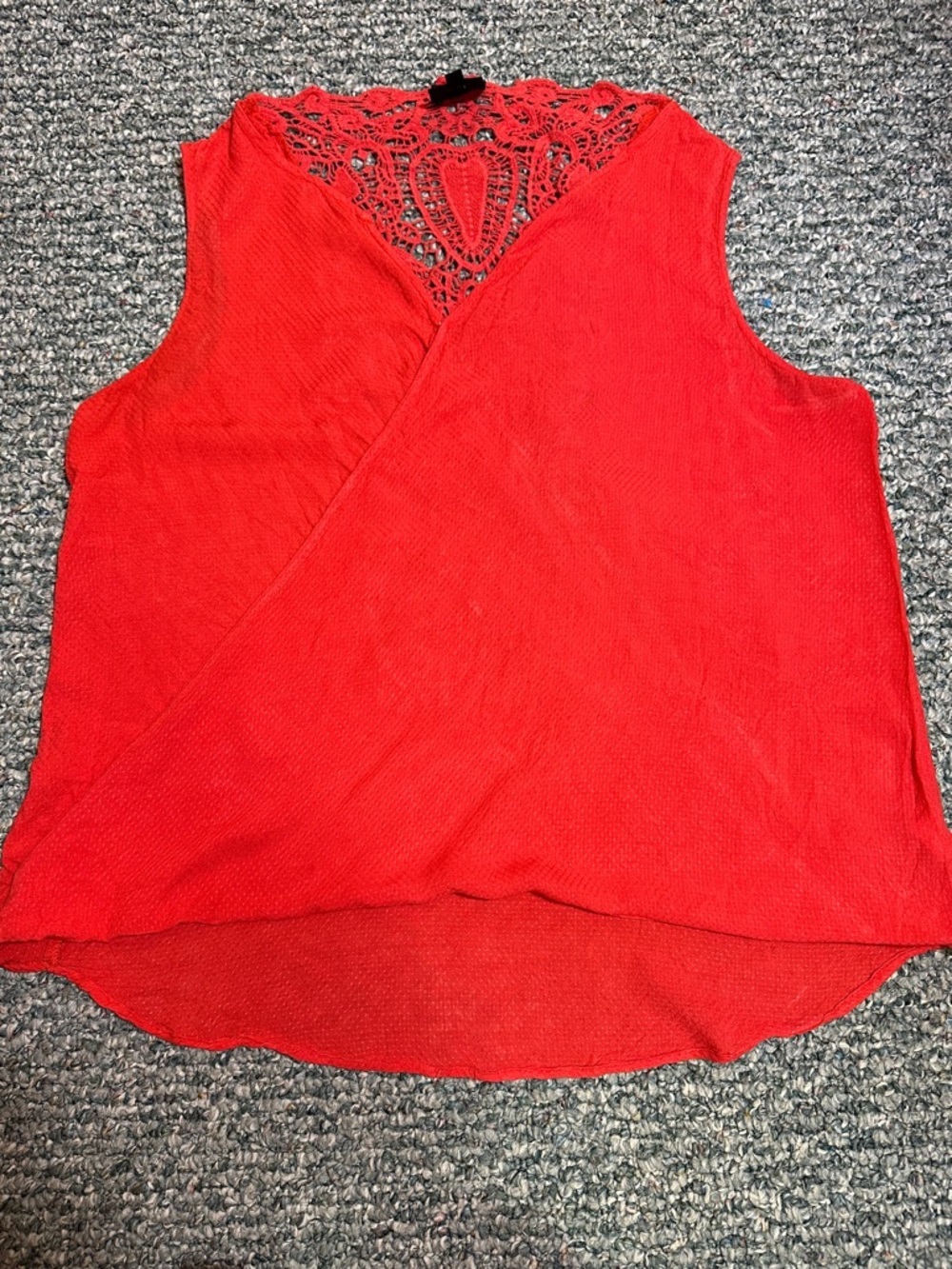 Lace Crochet-Back Wrap Front Tank